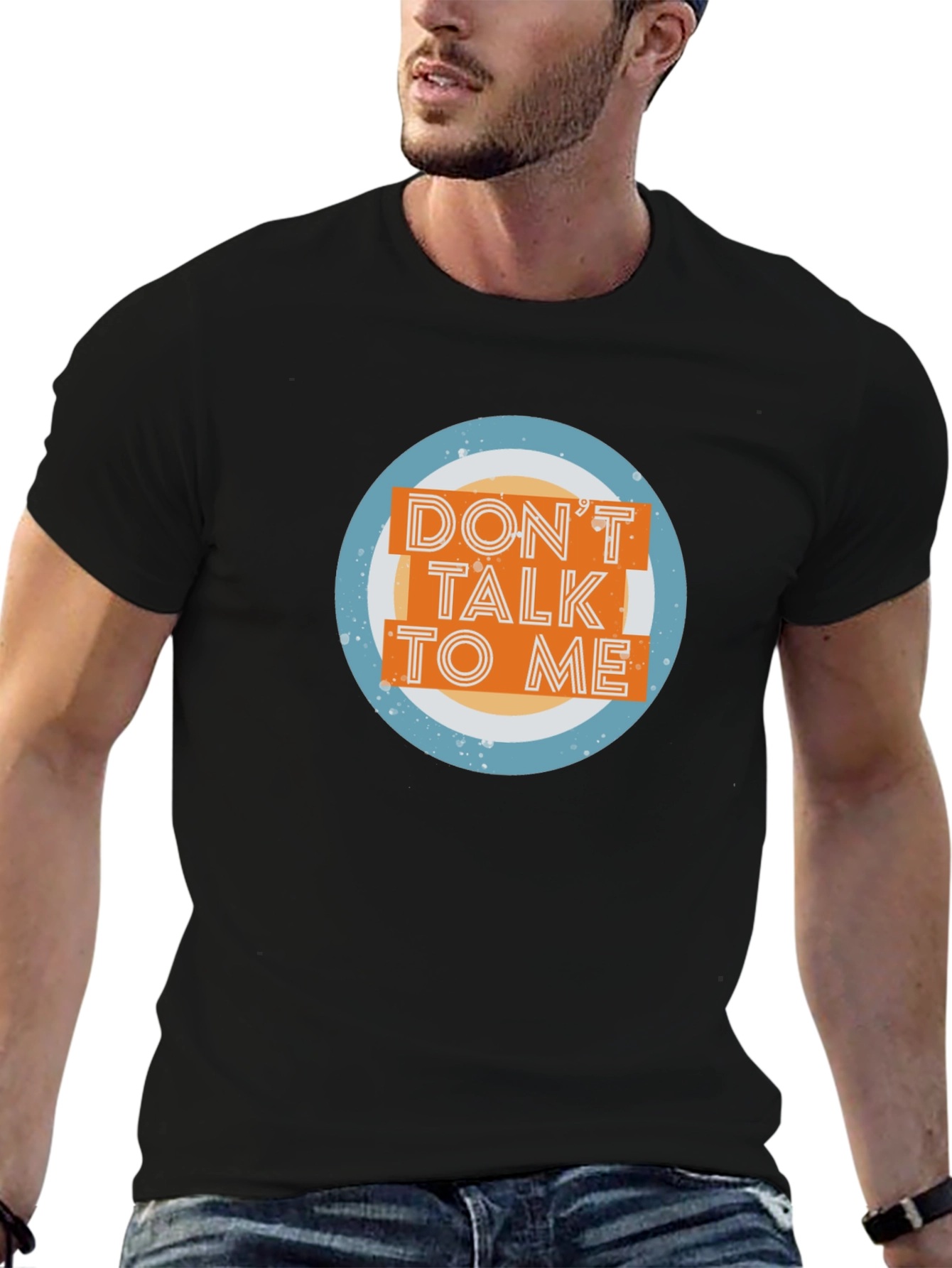 Camiseta Negra No Me Hables Diseño Circular