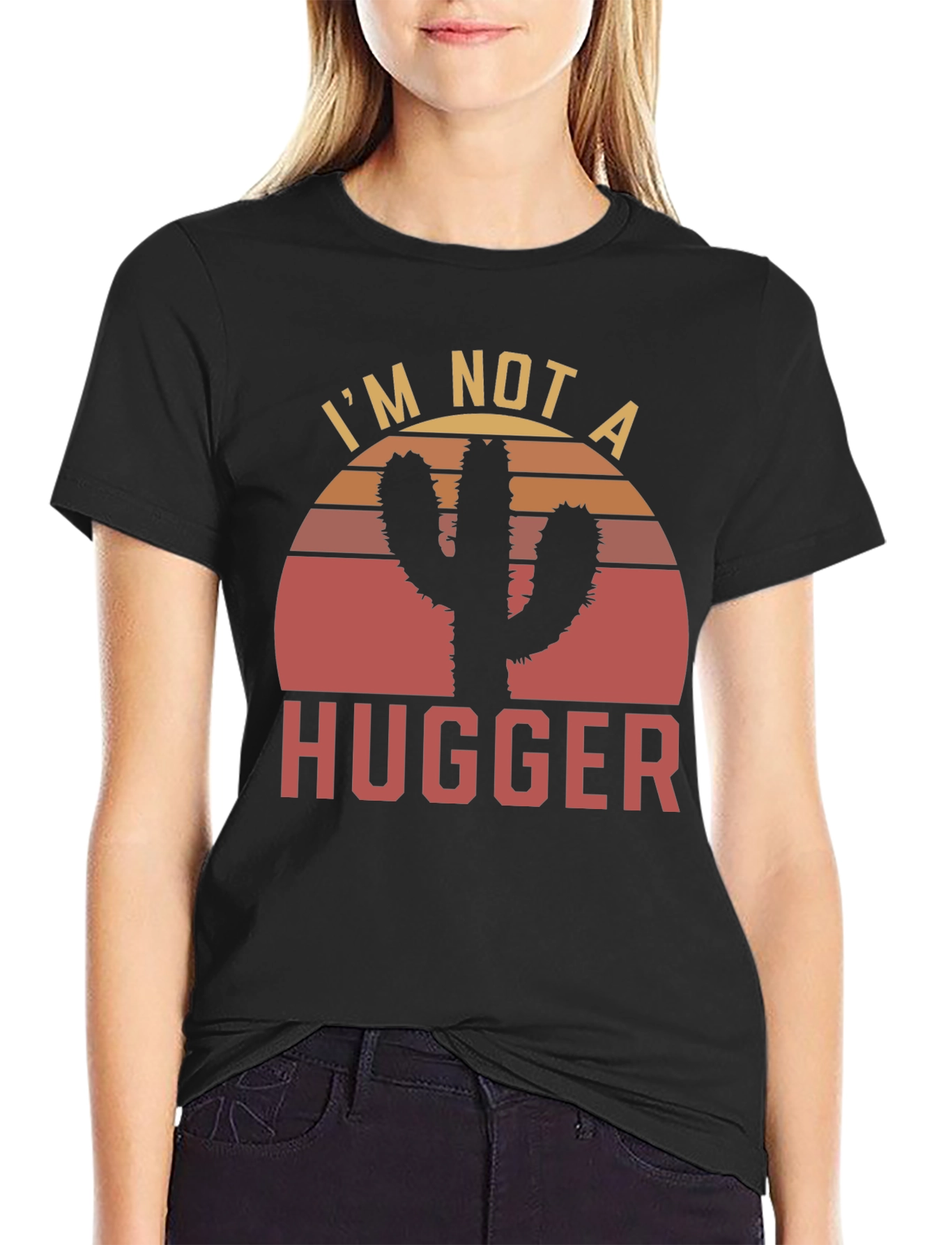 Camiseta Im Not a Hugger Cactus Sunset