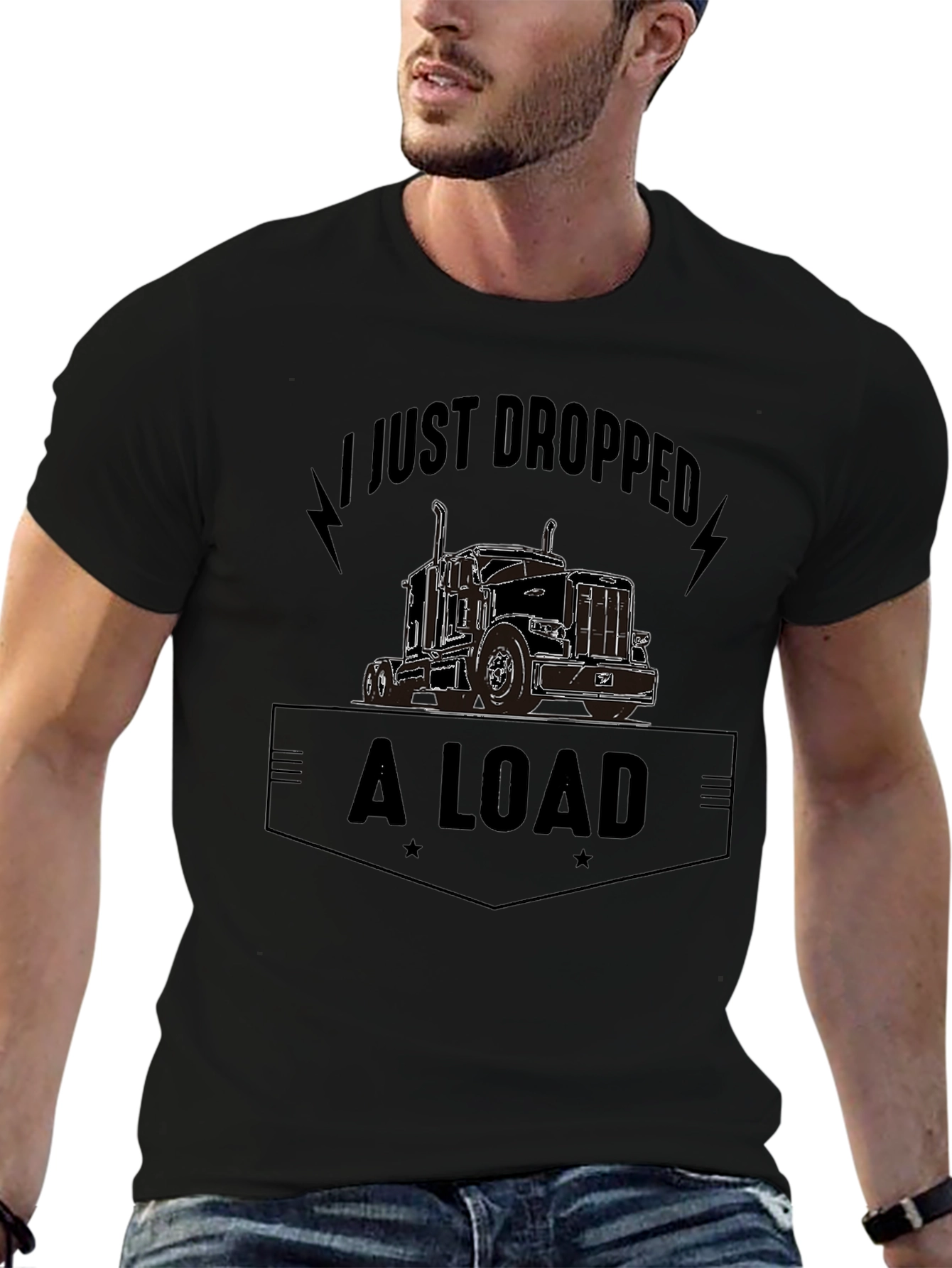 Camiseta Negra con Diseño de Camión y Frase Divertida