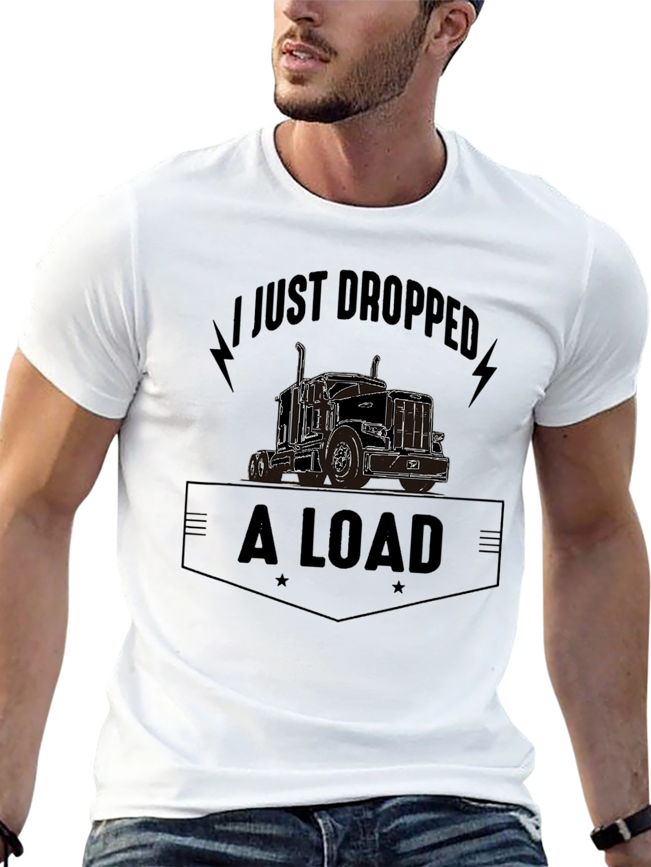 Camiseta Negra con Diseño de Camión y Frase Divertida