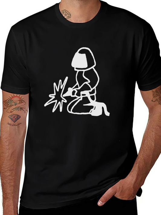 Camiseta Negra con Diseño de Soldador
