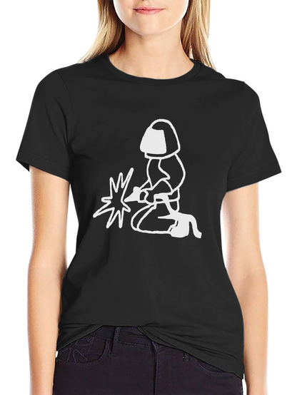 Camiseta Negra con Diseño de Soldador