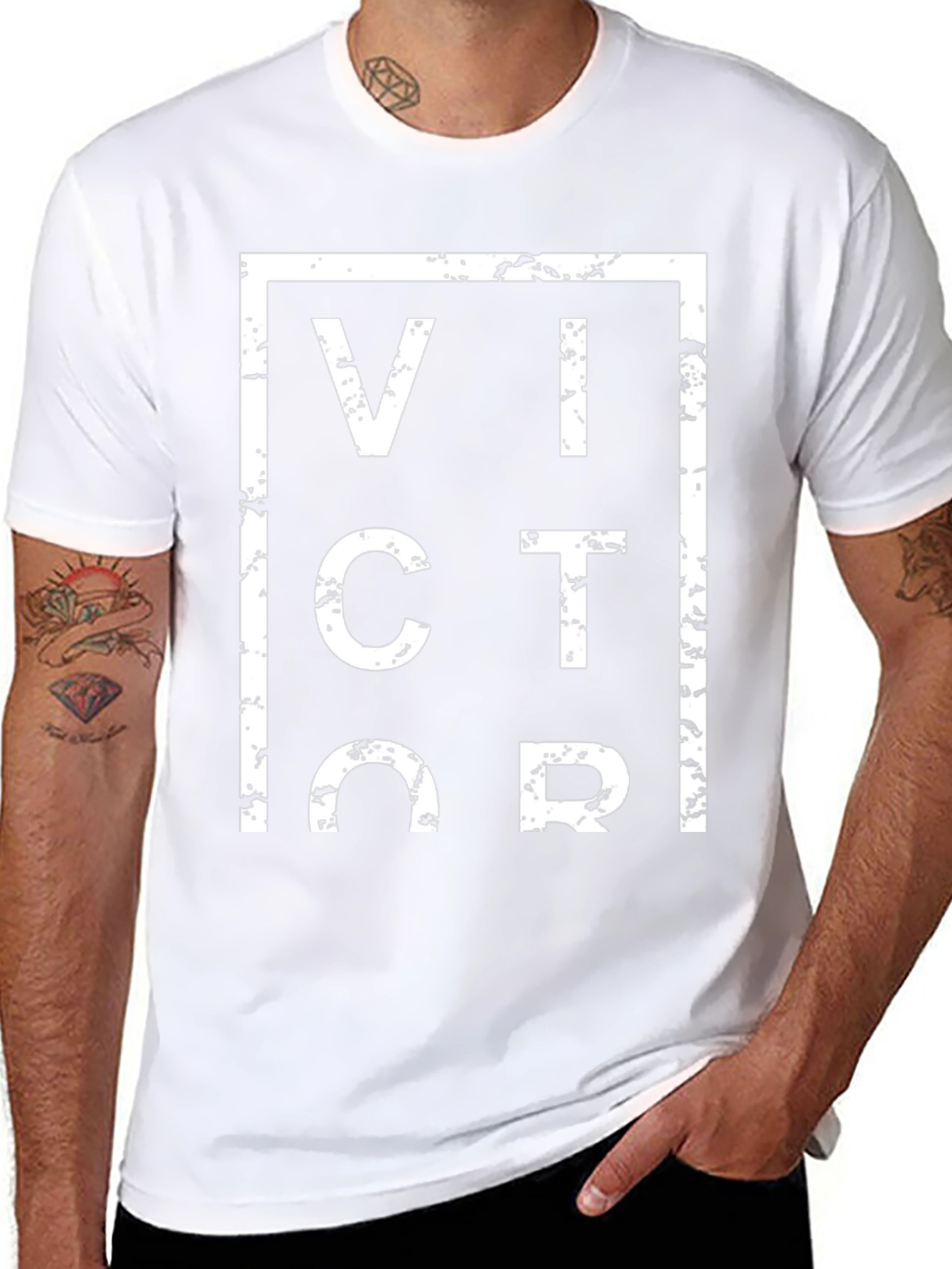 Camiseta Negra Victor Estilo Grunge para Hombre