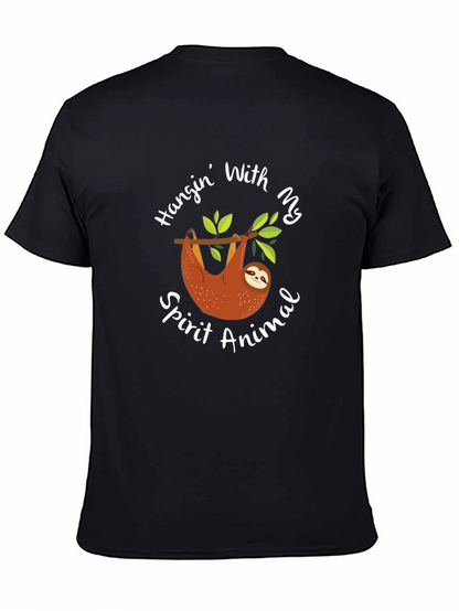 Camiseta Negra con Diseño de Perezoso Spirit Animal