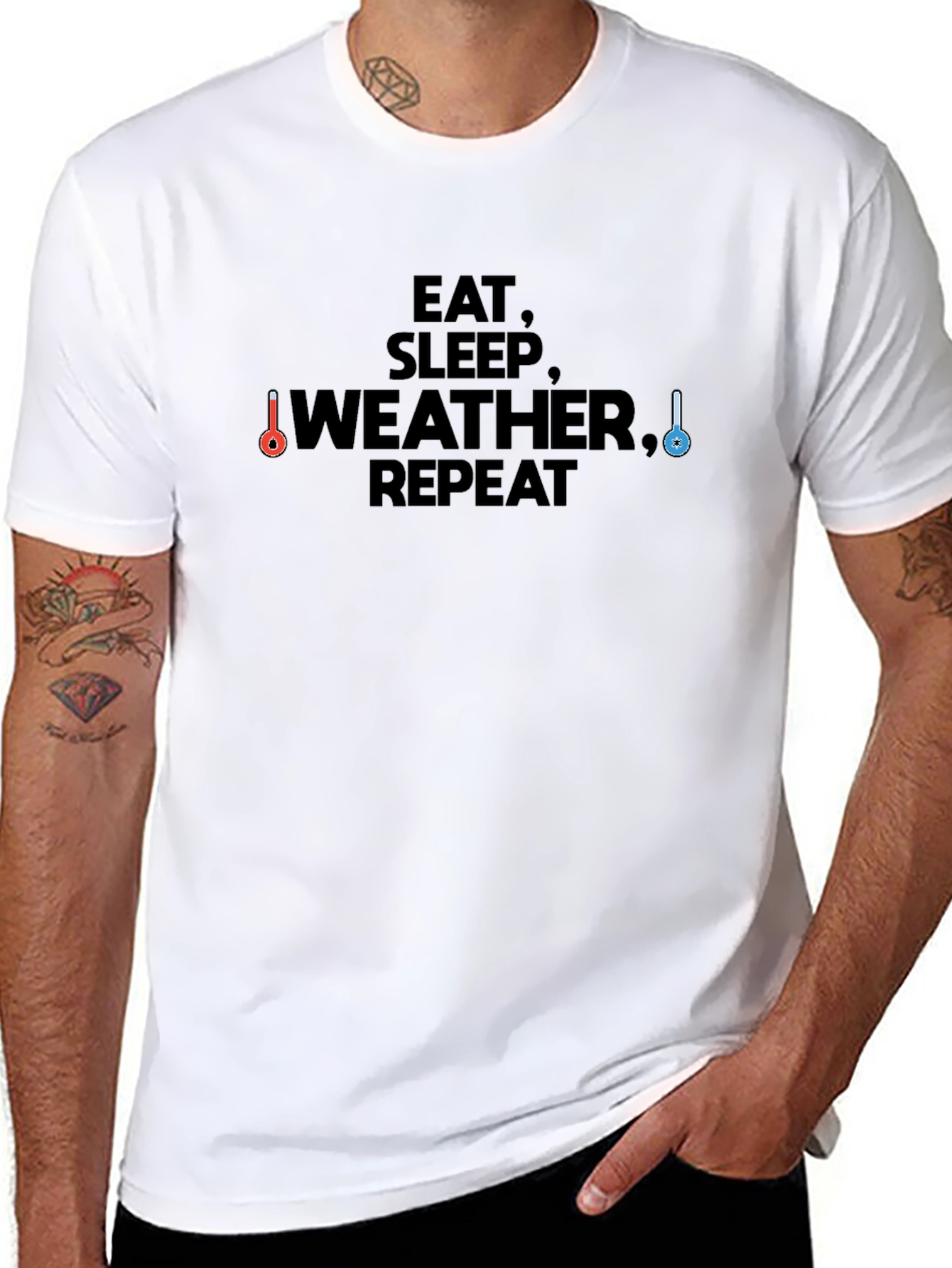 Camiseta Negra Eat Sleep Weather Repeat