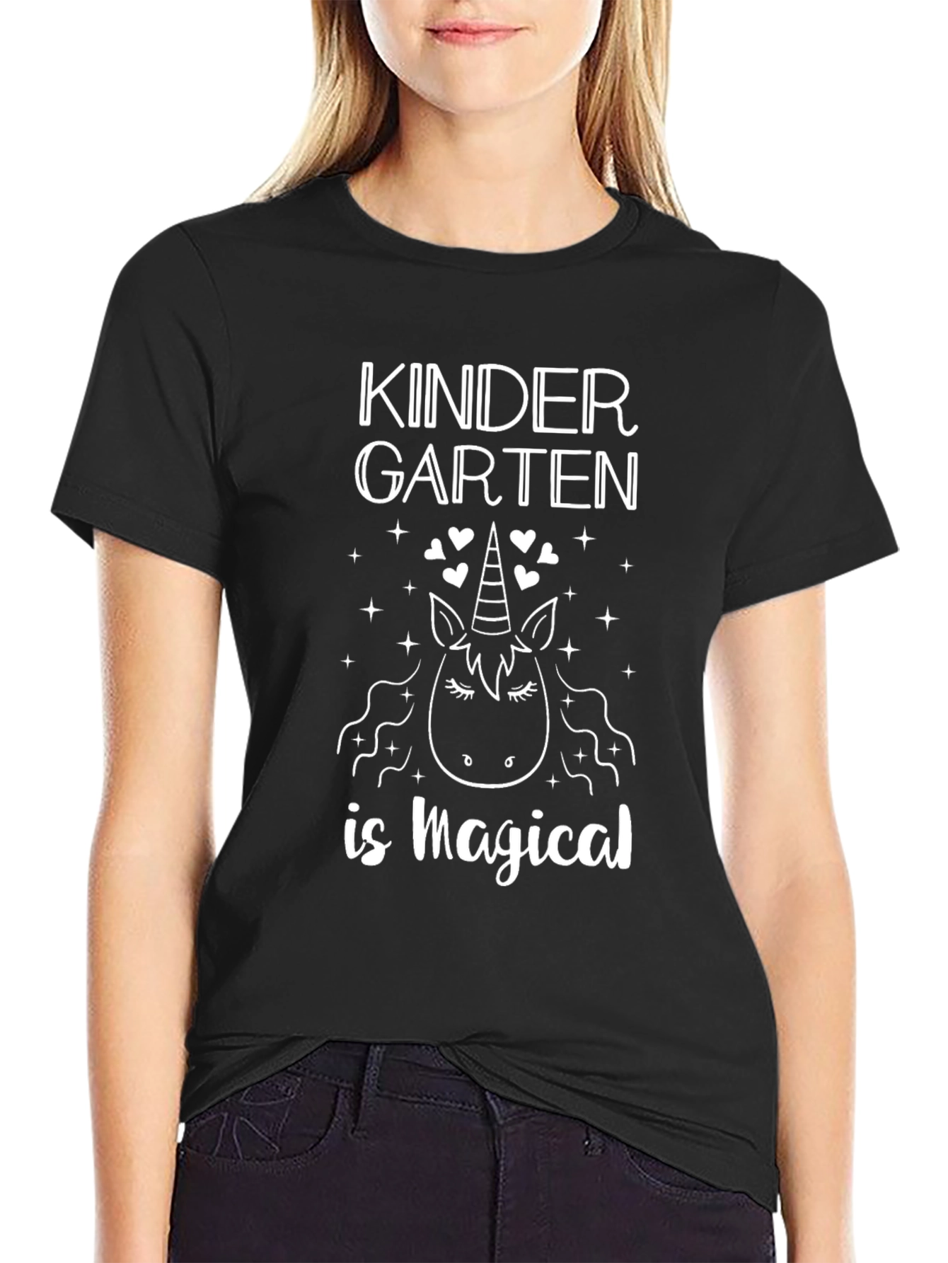 Camiseta Negra Unicornio Mágico Kinder