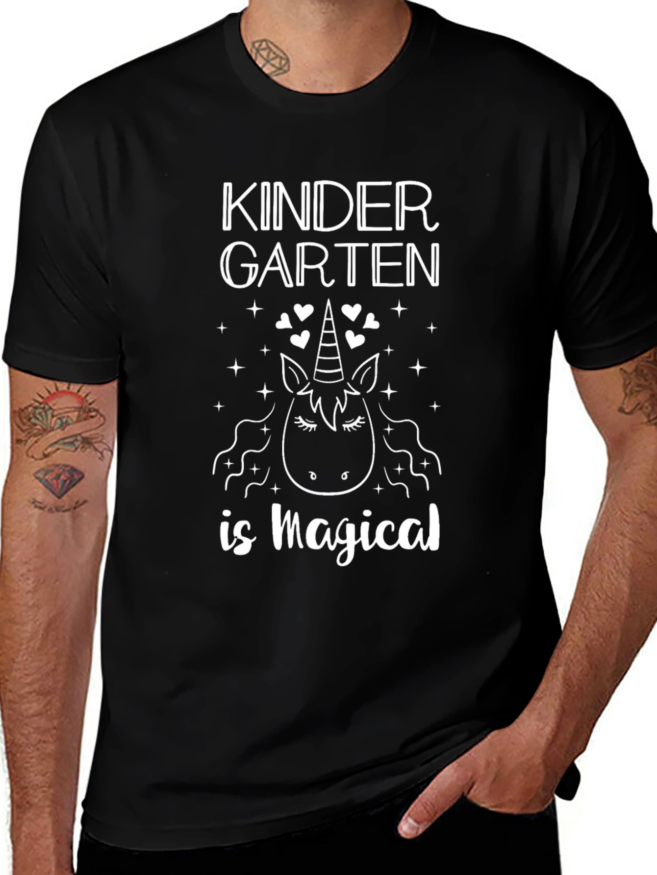 Camiseta Negra Unicornio Mágico Kinder
