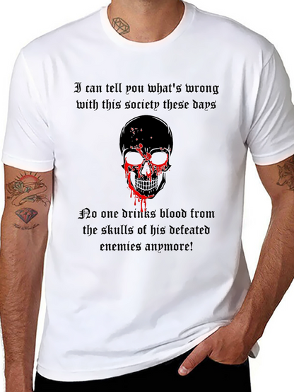 Camiseta Negra con Diseño de Calavera y Frase Gótica