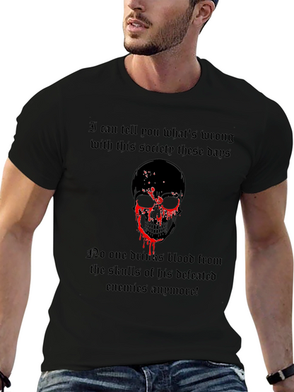 Camiseta Negra con Diseño de Calavera y Frase Gótica