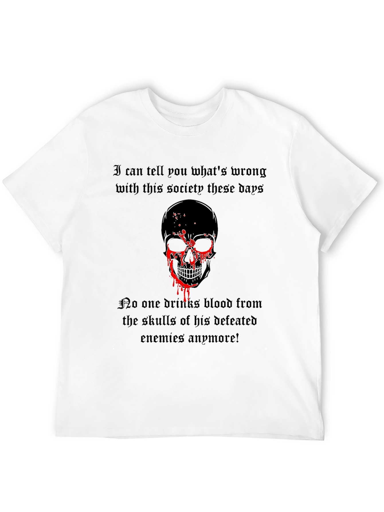 Camiseta Negra con Diseño de Calavera y Frase Gótica