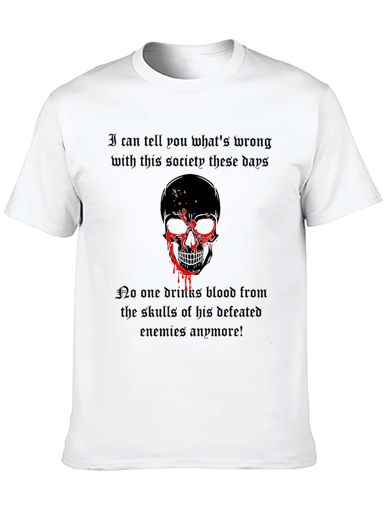 Camiseta Negra con Diseño de Calavera y Frase Gótica