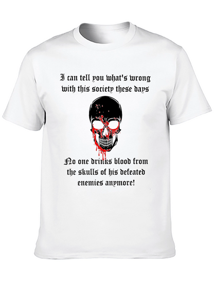 Camiseta Negra con Diseño de Calavera y Frase Gótica