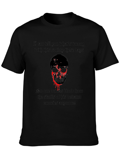 Camiseta Negra con Diseño de Calavera y Frase Gótica