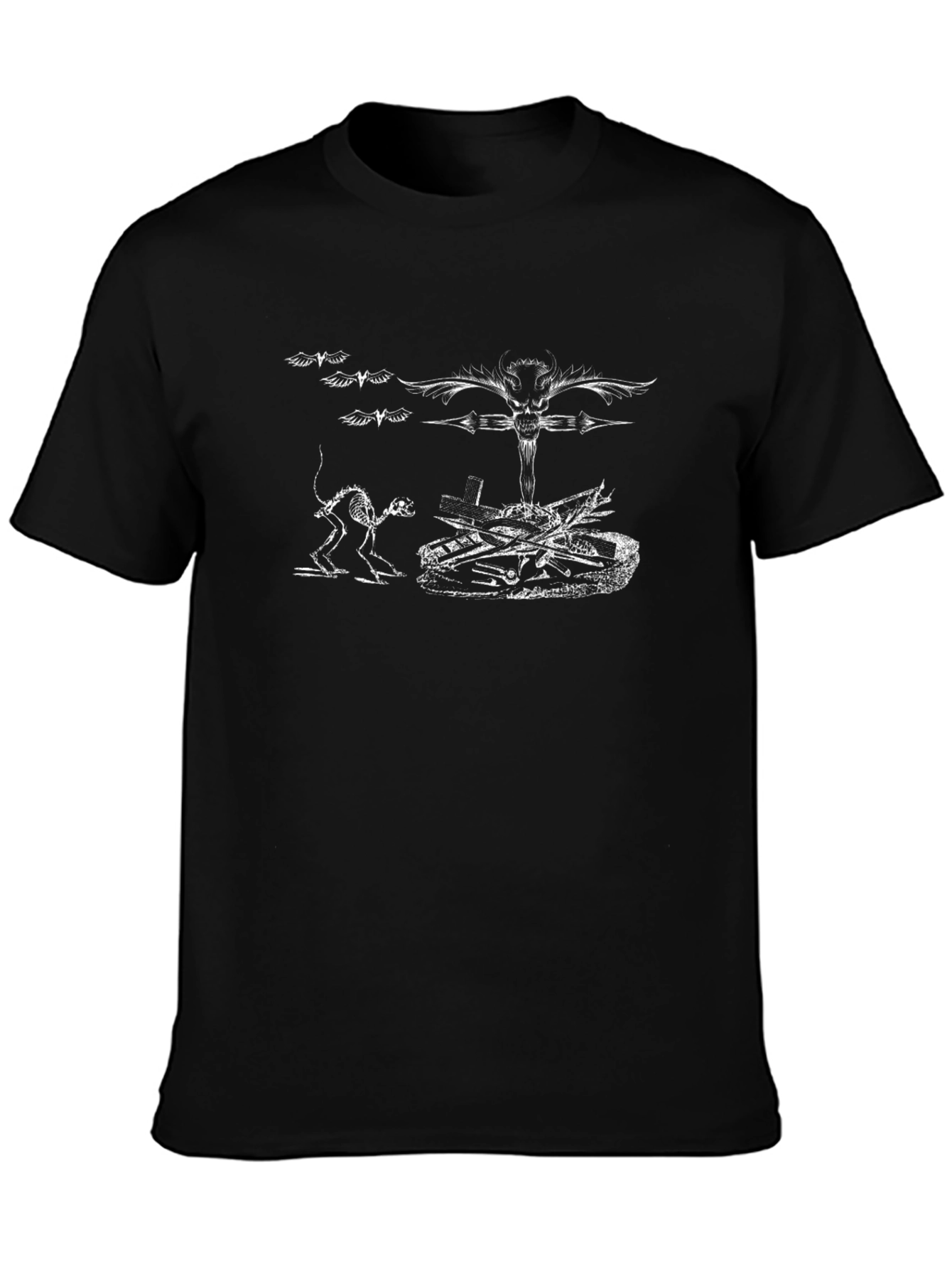 Camiseta Negra con Diseño Gótico