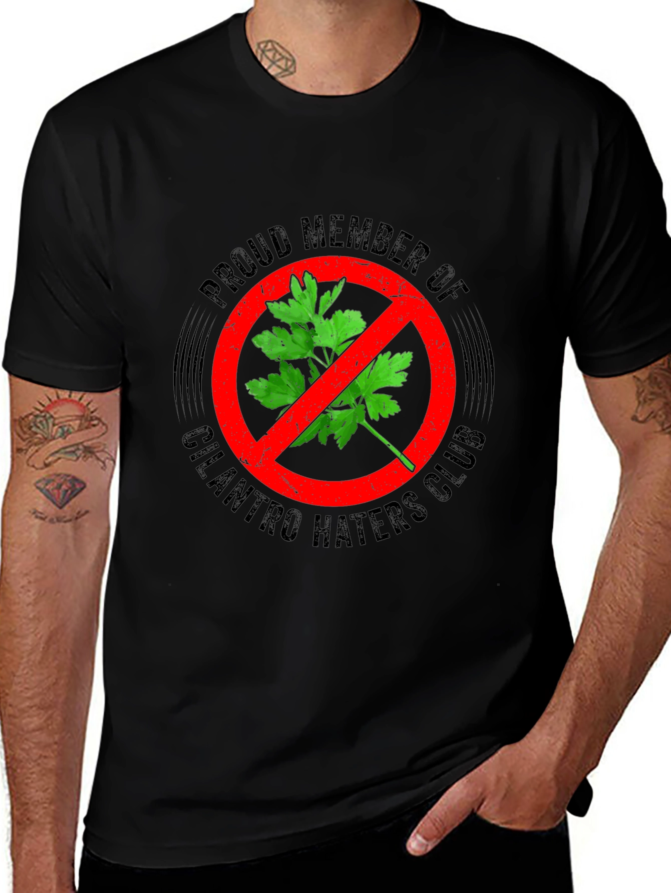 Camiseta Negra Anti-Cilantro para Hombre