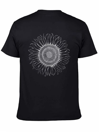Camiseta Negra con Girasol Artístico