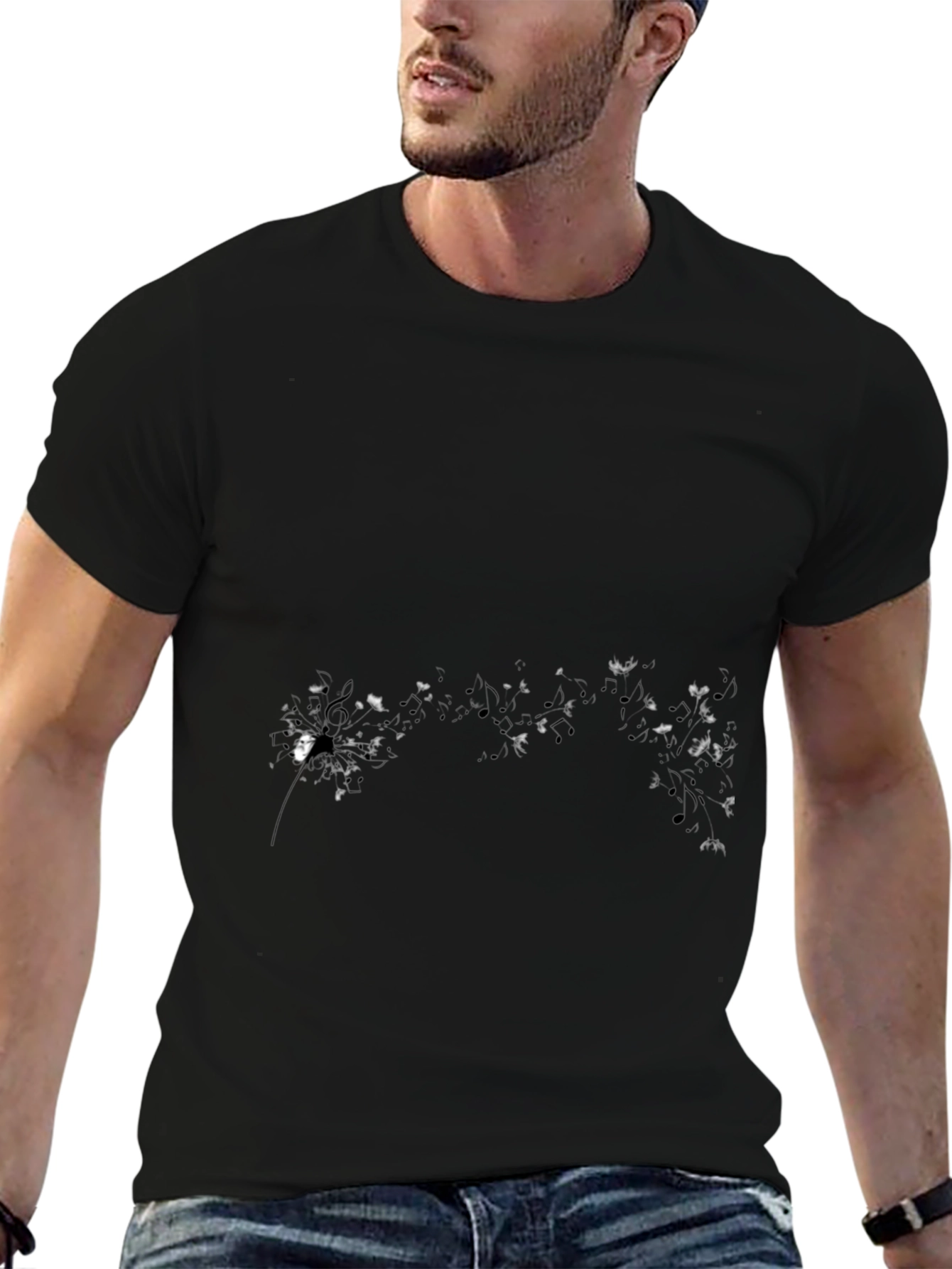 Camiseta Negra Hombre Diseño Abstracto
