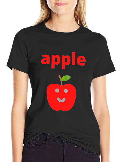 Camiseta Negra Hombre Diseño Manzana Sonriente