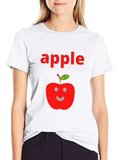 Camiseta Negra Hombre Diseño Manzana Sonriente