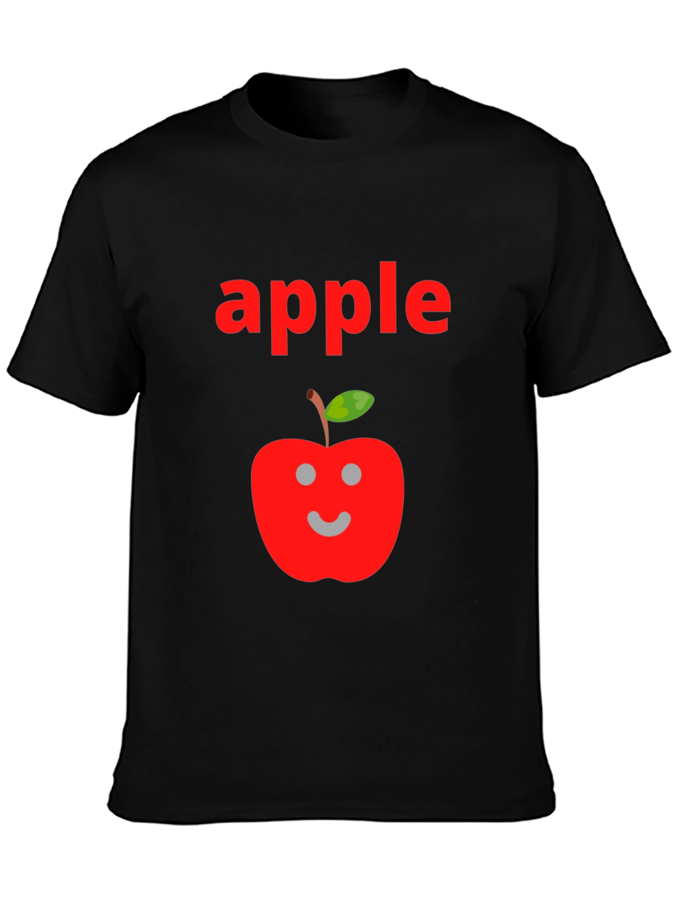 Camiseta Negra Hombre Diseño Manzana Sonriente