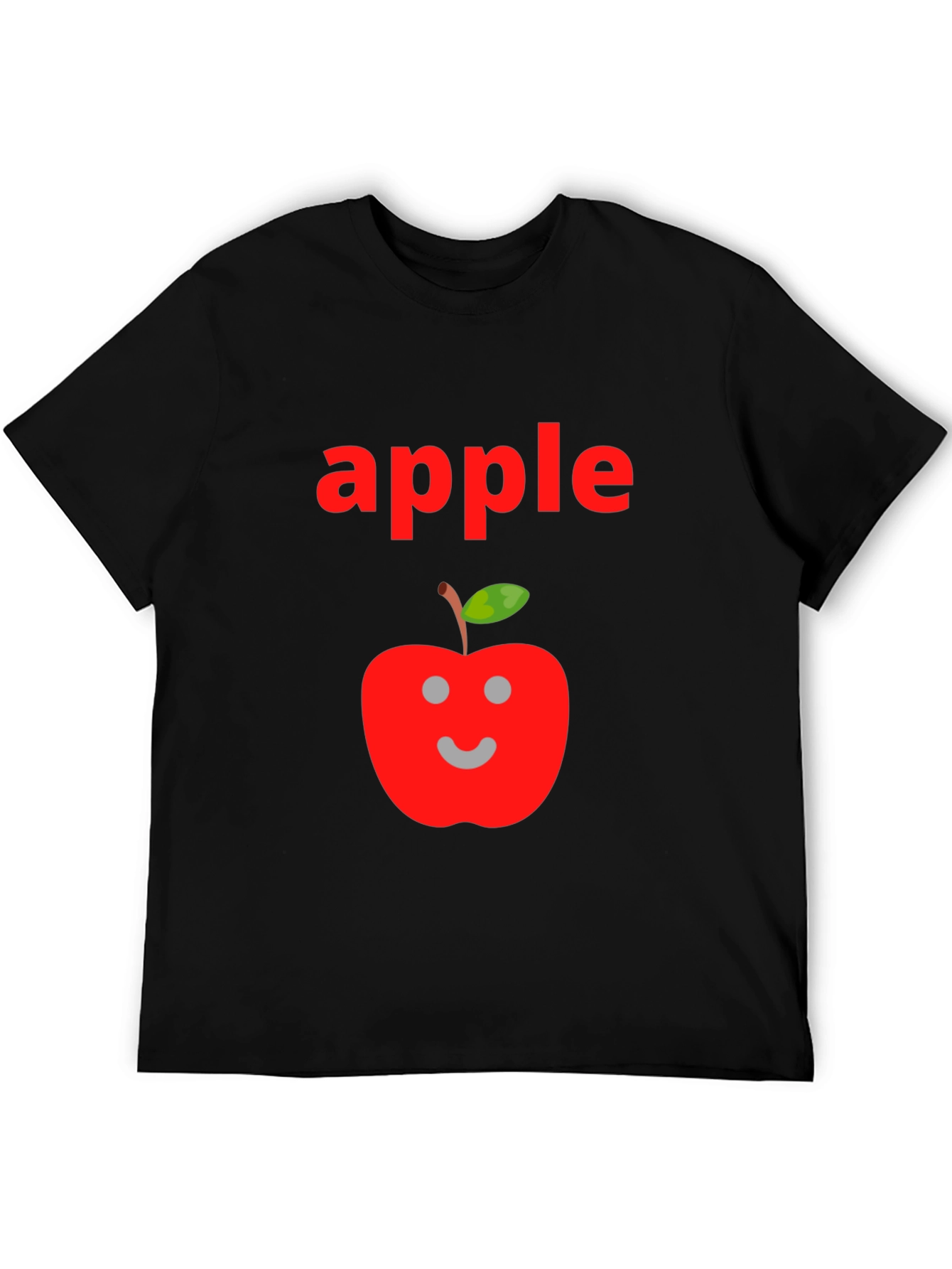 Camiseta Negra Hombre Diseño Manzana Sonriente