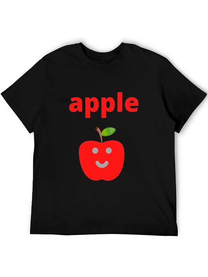 Camiseta Negra Hombre Diseño Manzana Sonriente