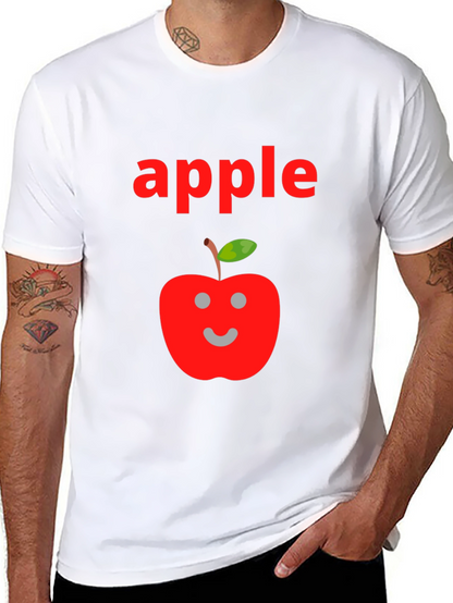Camiseta Negra Hombre Diseño Manzana Sonriente