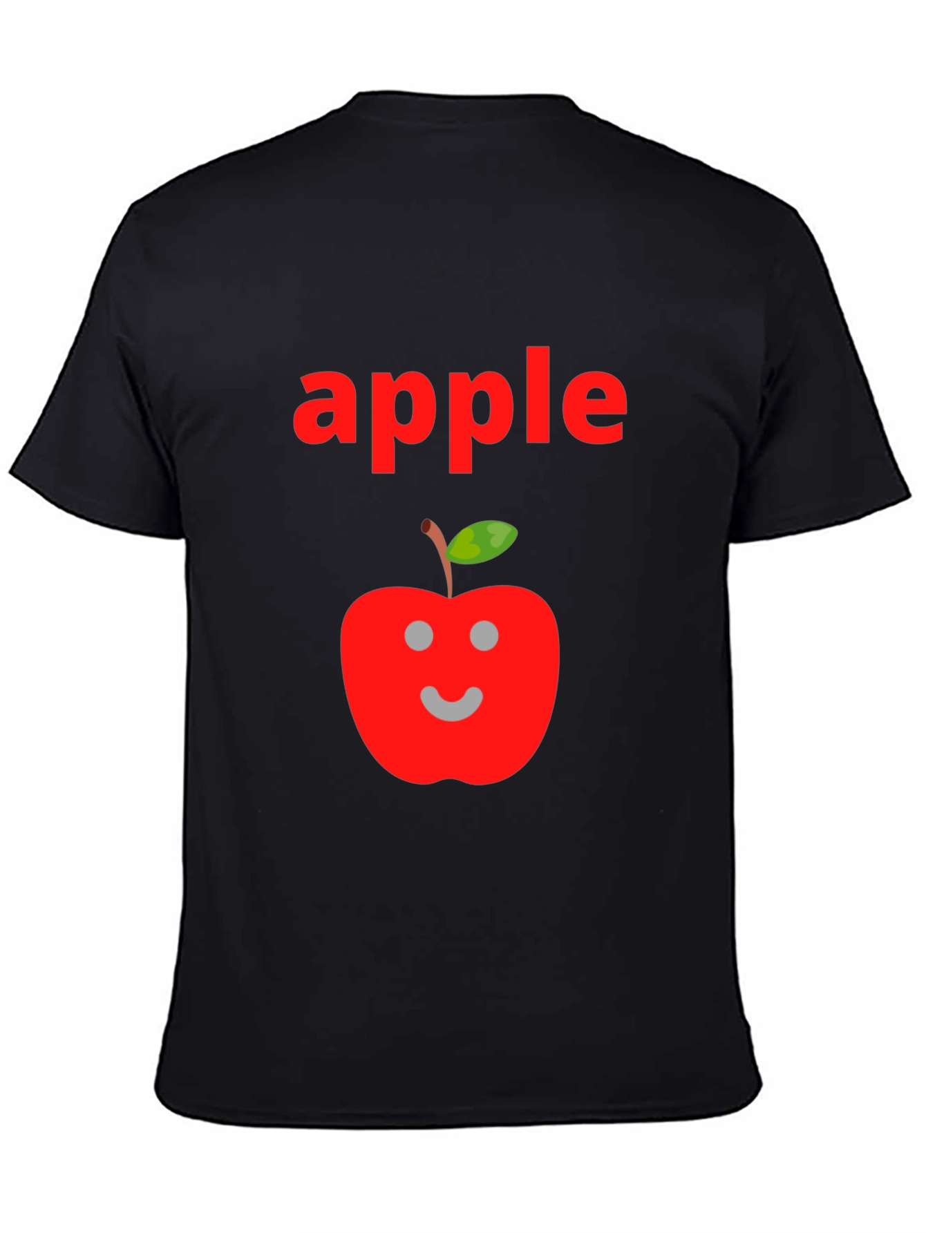 Camiseta Negra Hombre Diseño Manzana Sonriente