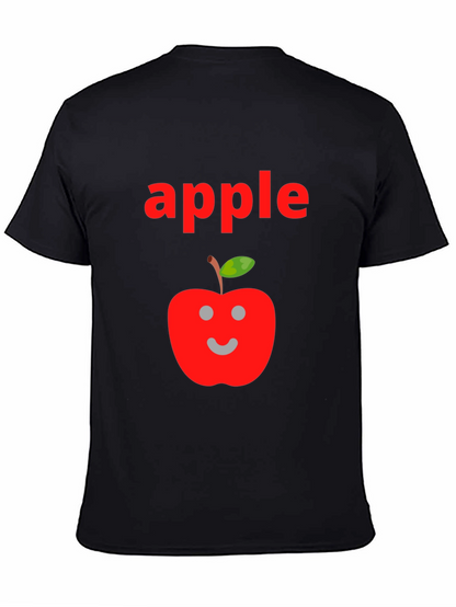 Camiseta Negra Hombre Diseño Manzana Sonriente