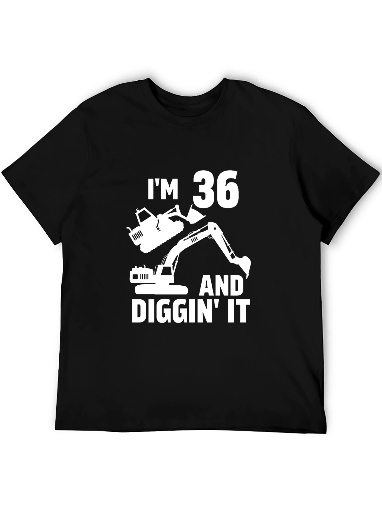 Camiseta Negra Cumpleaños 36 Excavadora