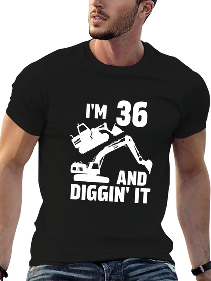 Camiseta Negra Cumpleaños 36 Excavadora