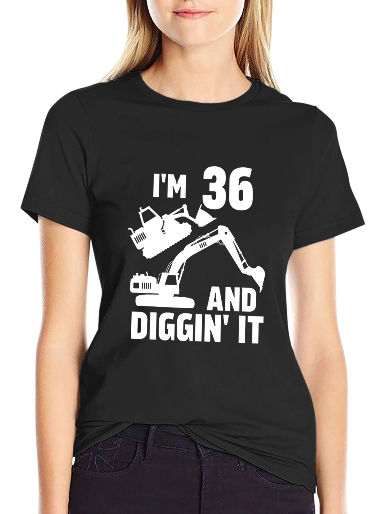 Camiseta Negra Cumpleaños 36 Excavadora