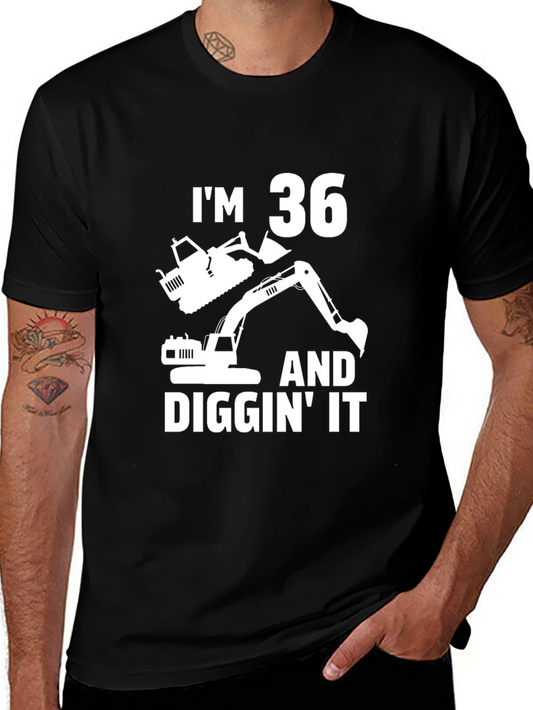 Camiseta Negra Cumpleaños 36 Excavadora
