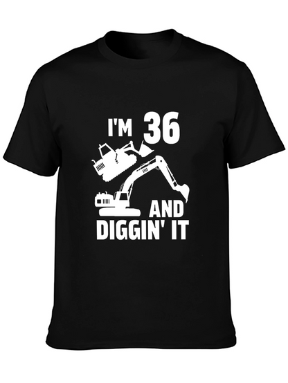 Camiseta Negra Cumpleaños 36 Excavadora