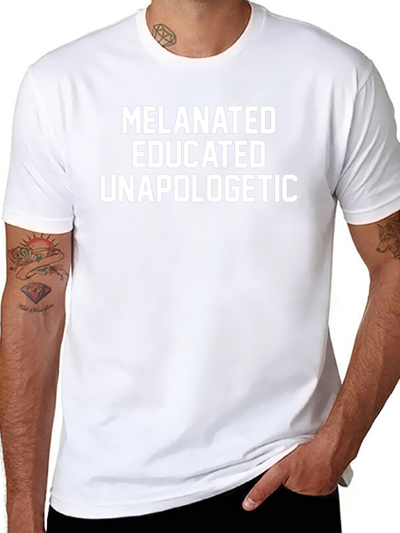 Camiseta Negra: Melanated Educated Unapologetic