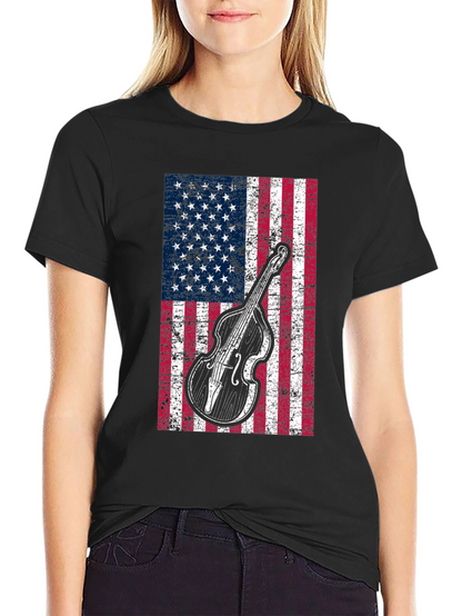 Camiseta Hombre Bandera Americana Contrabajo