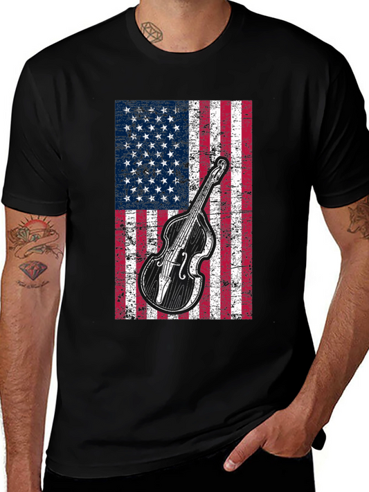 Camiseta Hombre Bandera Americana Contrabajo