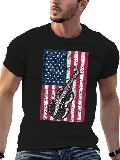 Camiseta Hombre Bandera Americana Contrabajo