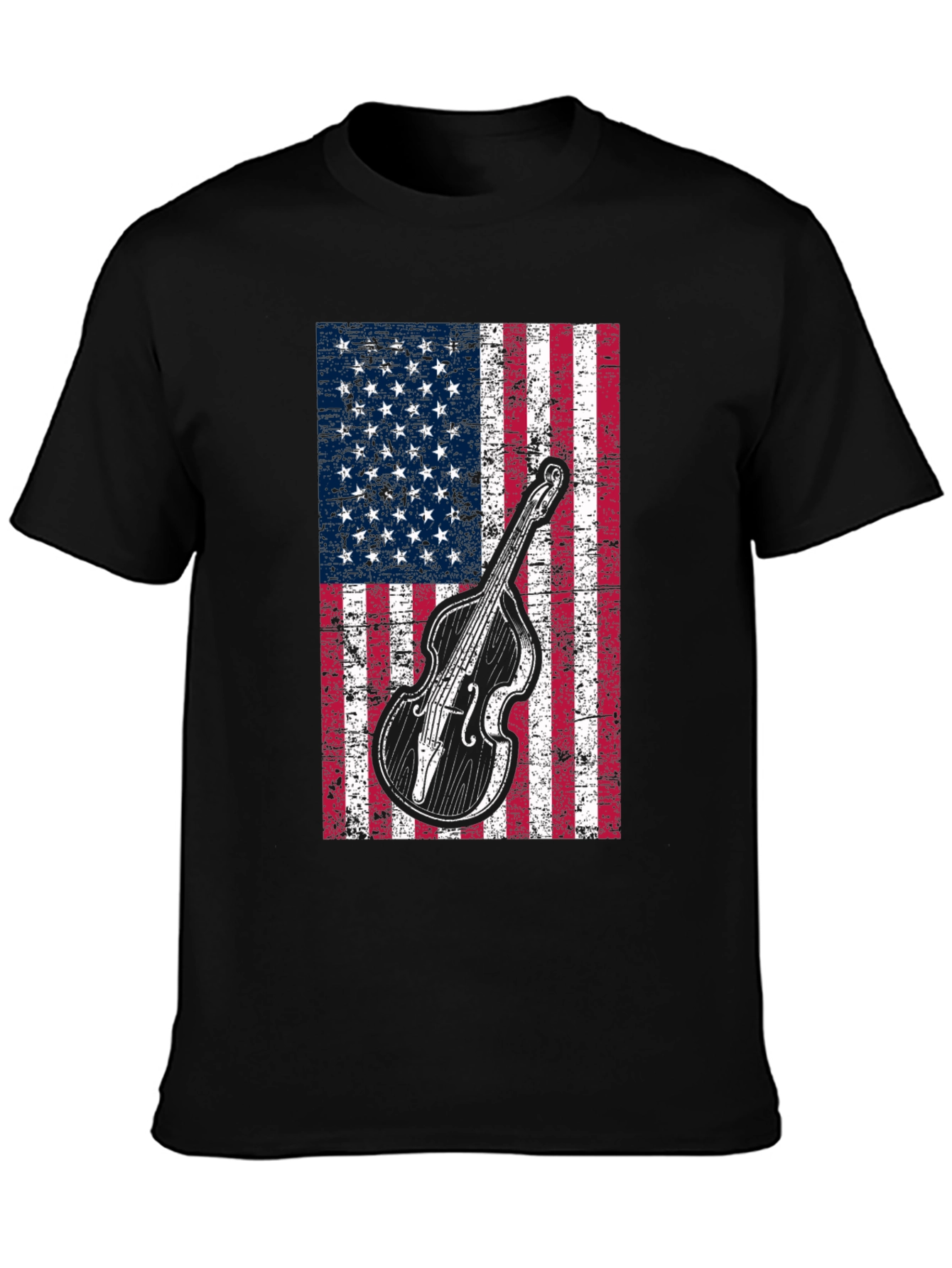 Camiseta Hombre Bandera Americana Contrabajo