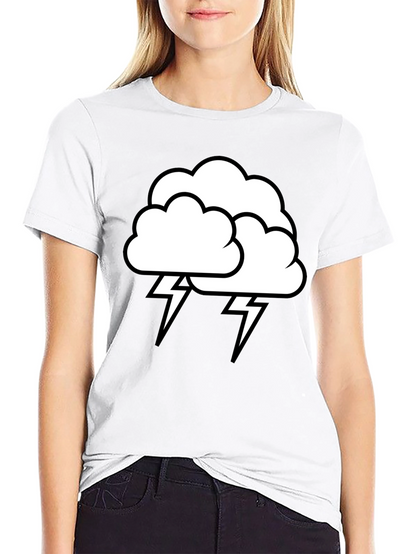 Camiseta Negra Nube Tormenta Rayos Algodón Hombre