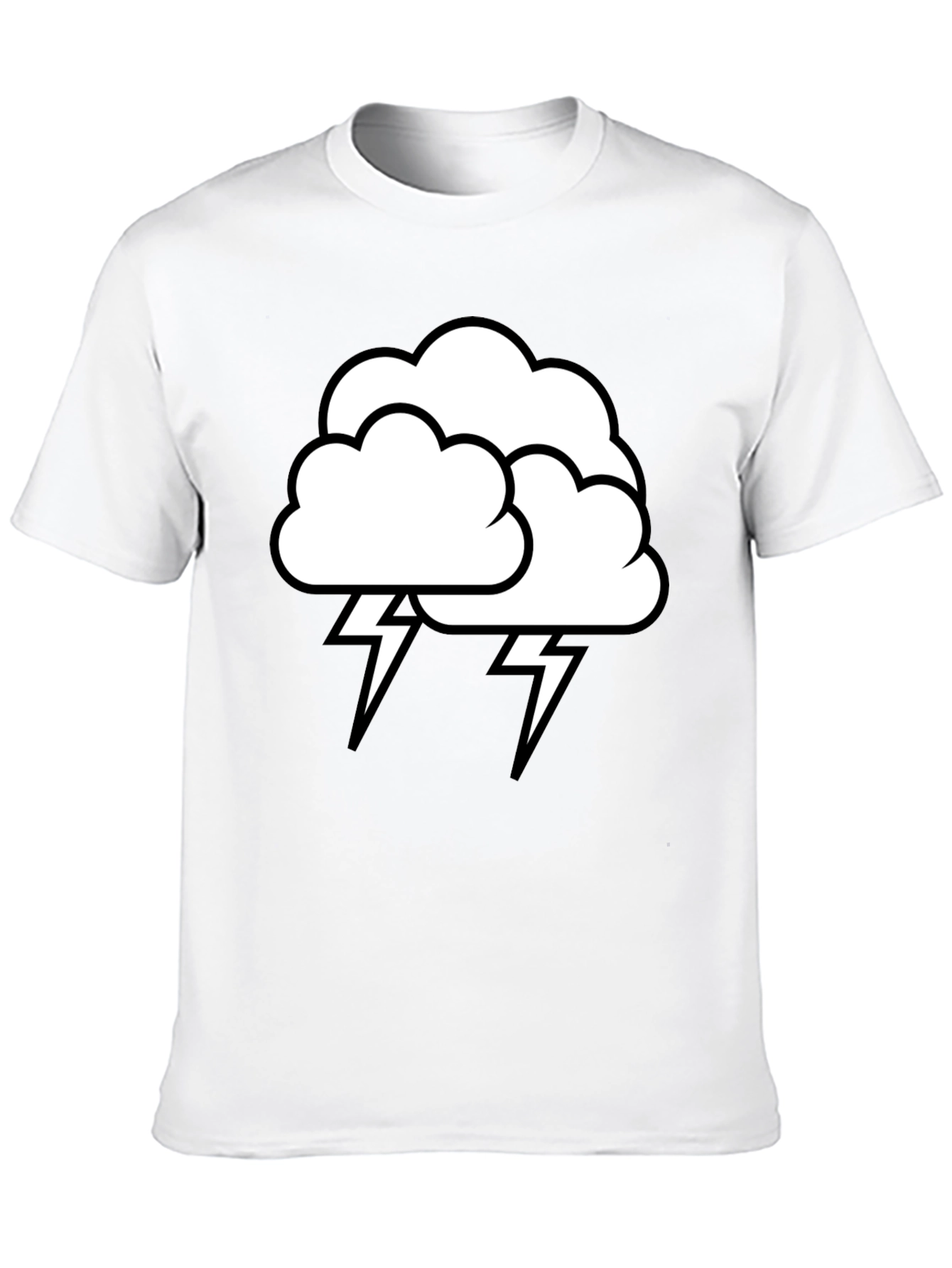 Camiseta Negra Nube Tormenta Rayos Algodón Hombre