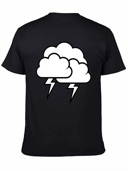 Camiseta Negra Nube Tormenta Rayos Algodón Hombre
