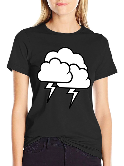 Camiseta Negra Nube Tormenta Rayos Algodón Hombre
