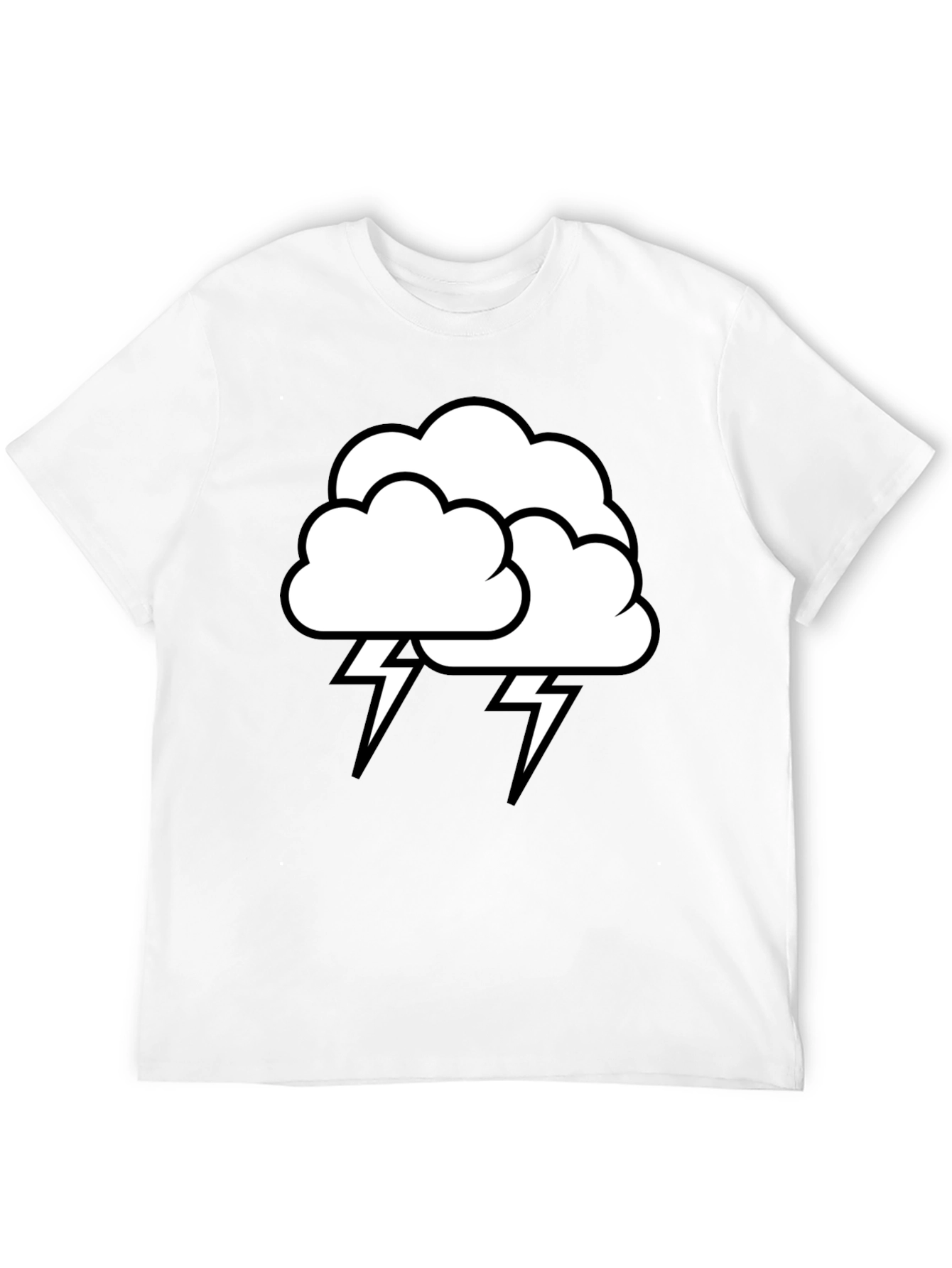 Camiseta Negra Nube Tormenta Rayos Algodón Hombre