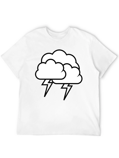 Camiseta Negra Nube Tormenta Rayos Algodón Hombre