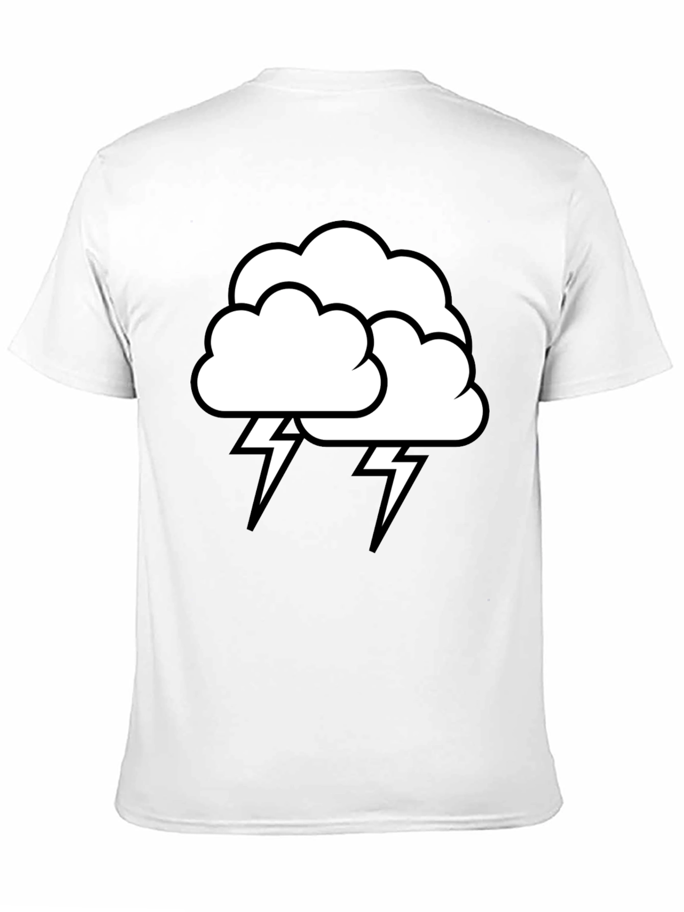 Camiseta Negra Nube Tormenta Rayos Algodón Hombre