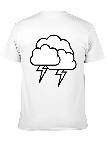Camiseta Negra Nube Tormenta Rayos Algodón Hombre