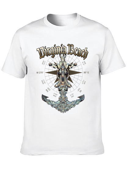 Camiseta Negra Diseño Virginia Beach Ancla Náutica