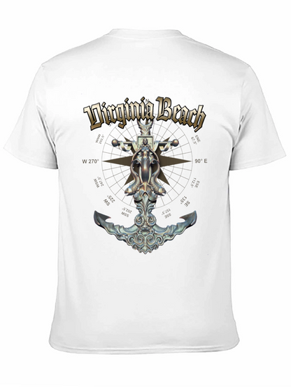 Camiseta Negra Diseño Virginia Beach Ancla Náutica