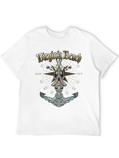 Camiseta Negra Diseño Virginia Beach Ancla Náutica